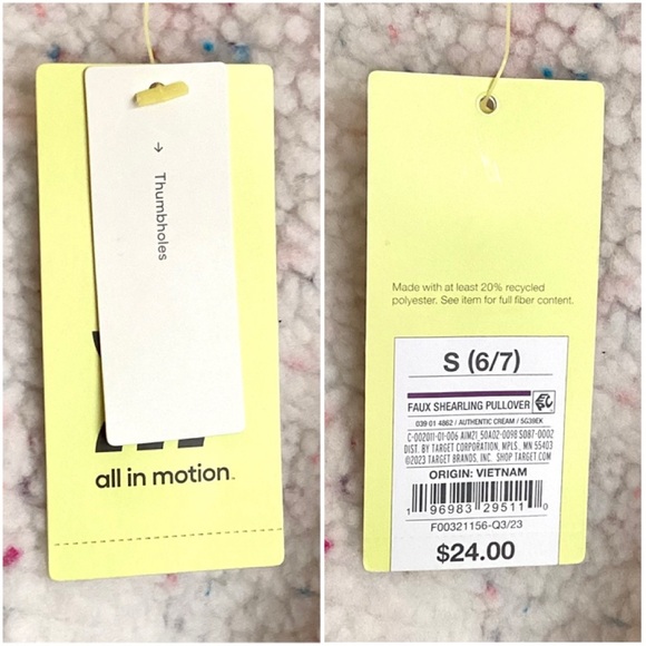 \All in Motion\ NWT Faux Shearling Pullover in Authentic Cream - Picture 15 of 15